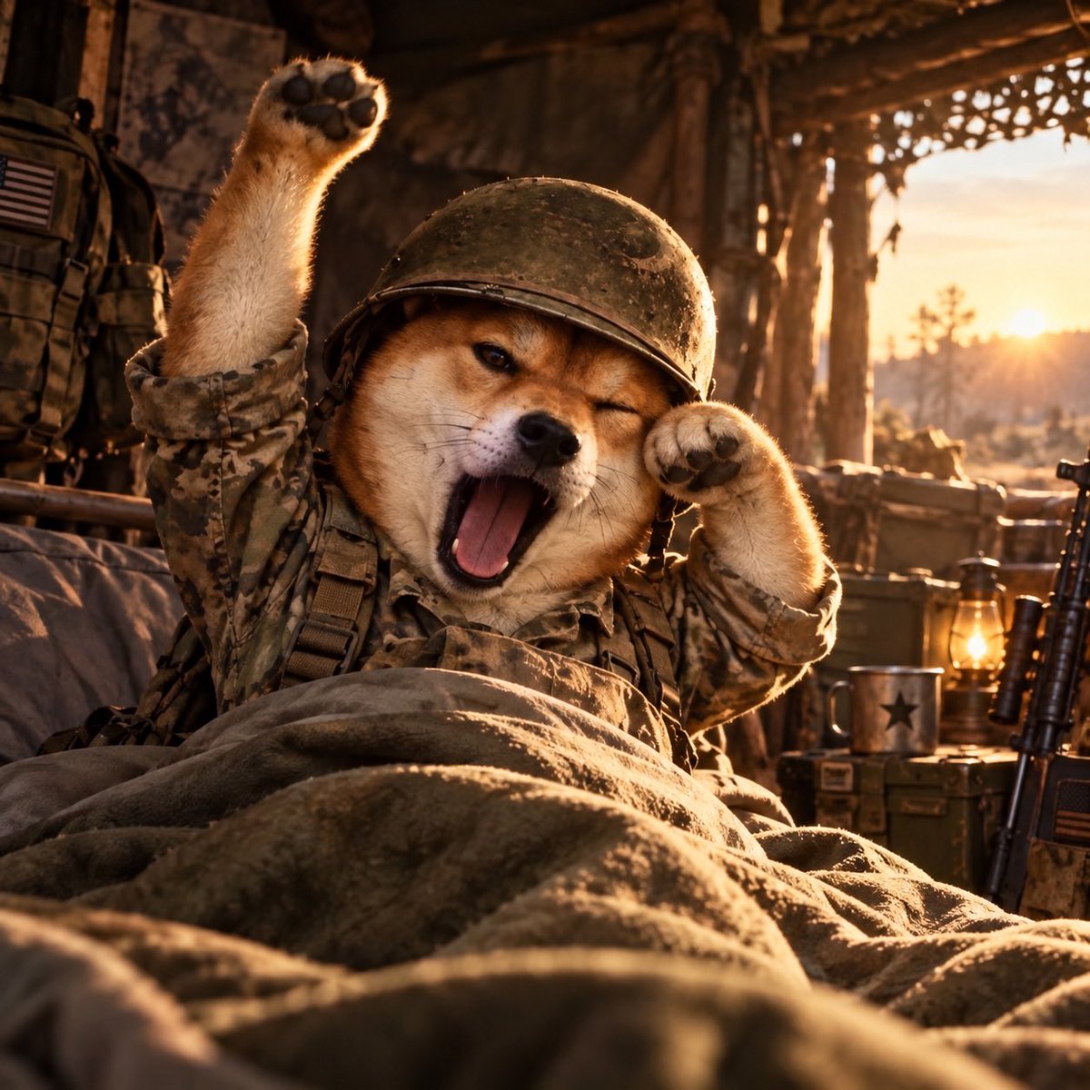 SoldierInu's tweet photo. Good Morning from the front lines of the trenches. 

Woke up this morning to a nice little airdrop from $LMT 

Soldier Inu is ready for war https://t.co/MOwsYViz5a