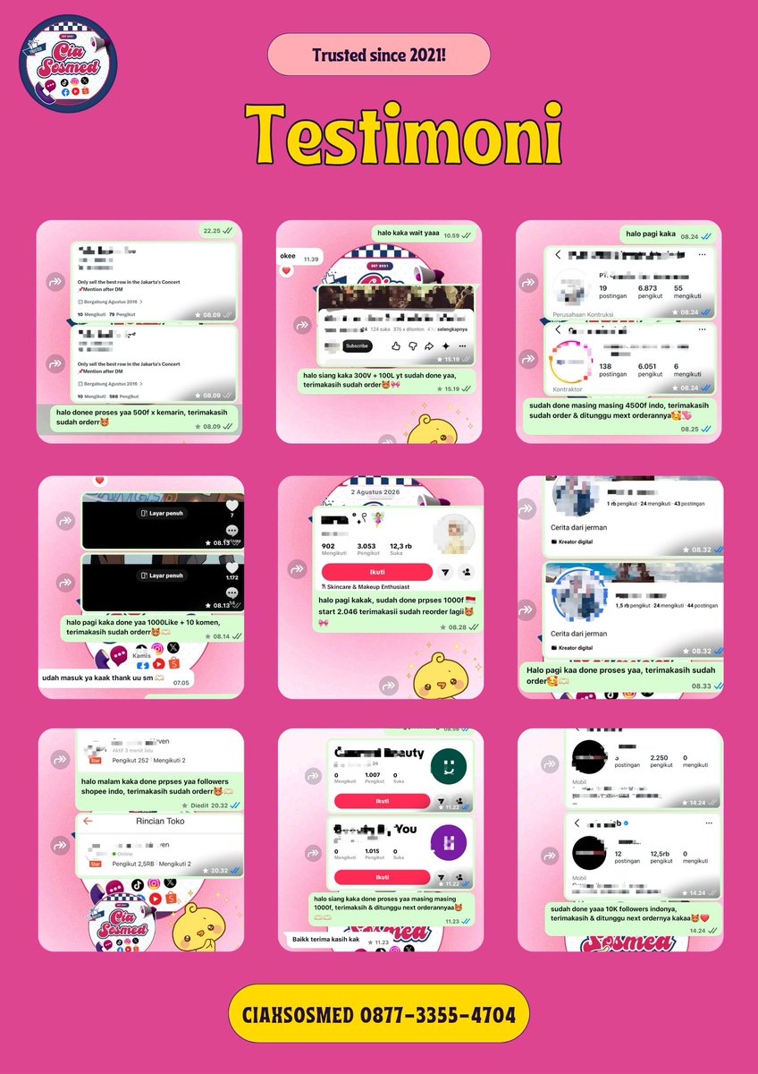 ofcaake's tweet photo. WTS WTB JUAL FOLLOWERS IG FOLLOWER TIKTOK BELI LIKES VIEWS FYP KOMEN BUZZER SHARE SAVE AKUN FOLLS INSTAGRAM INDO AKTIF PERMANEN  SHOPEE FB YOUTUBE SUBS DLL UPFOLL TAMBAH FOLL COMMENT INDONESIA MURAH PROSES CEPAT ZONAUANG  

Fast ke wea~~ 087733554704
TRUSTED 6K++ TESTI ORDER🌸 https://t.co/lBLN5fjkc3