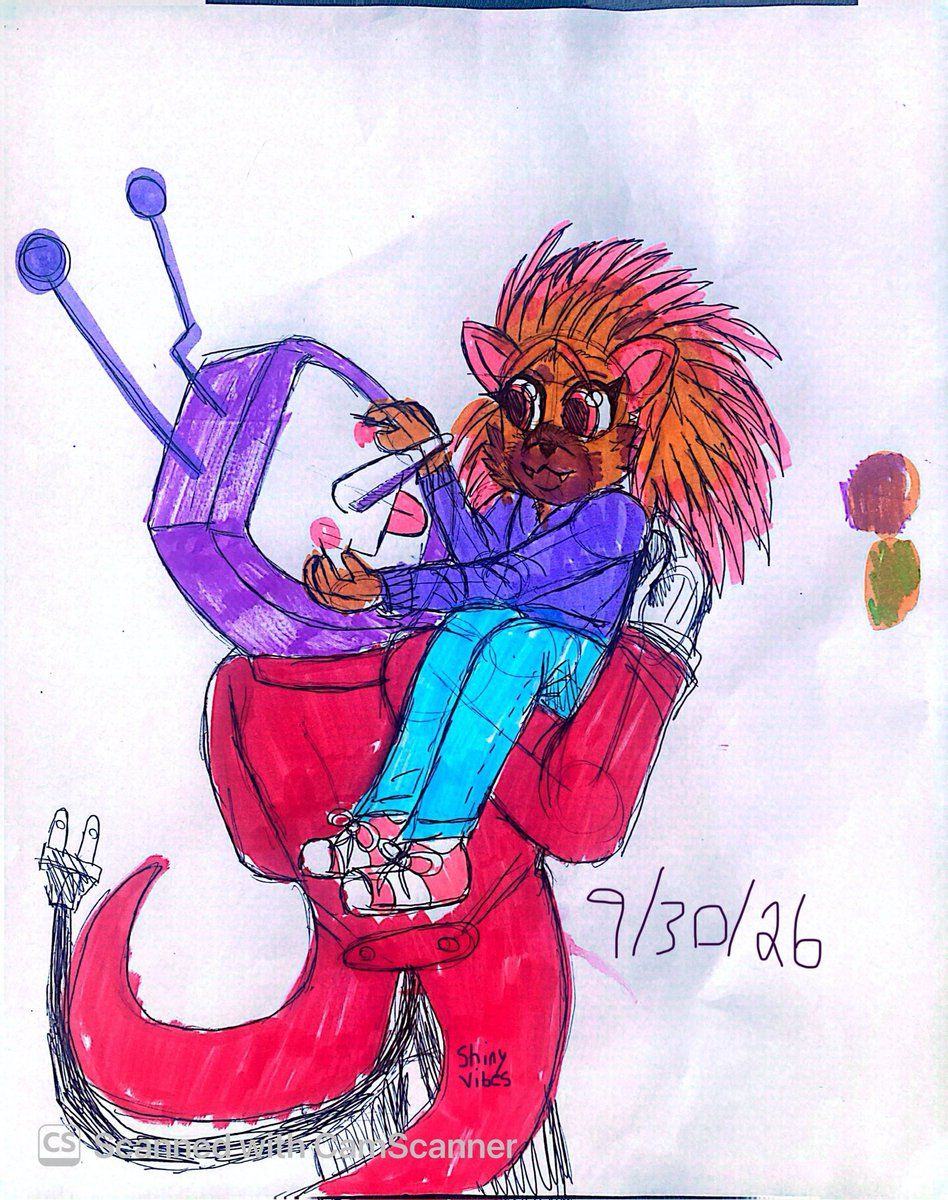 Shiny_Vibes_'s tweet photo. Doodled something quick at work. I used our terrible highlighters to color it in. This is whimsy if she was a lightner, I’ll probably redraw her because she looks kind of bland (I was at work so I couldn’t do anything crazy). #deltaruneㅤㅤ
#Tenna #OC #Traditionalart https://t.co/5OAfcC6Rvc