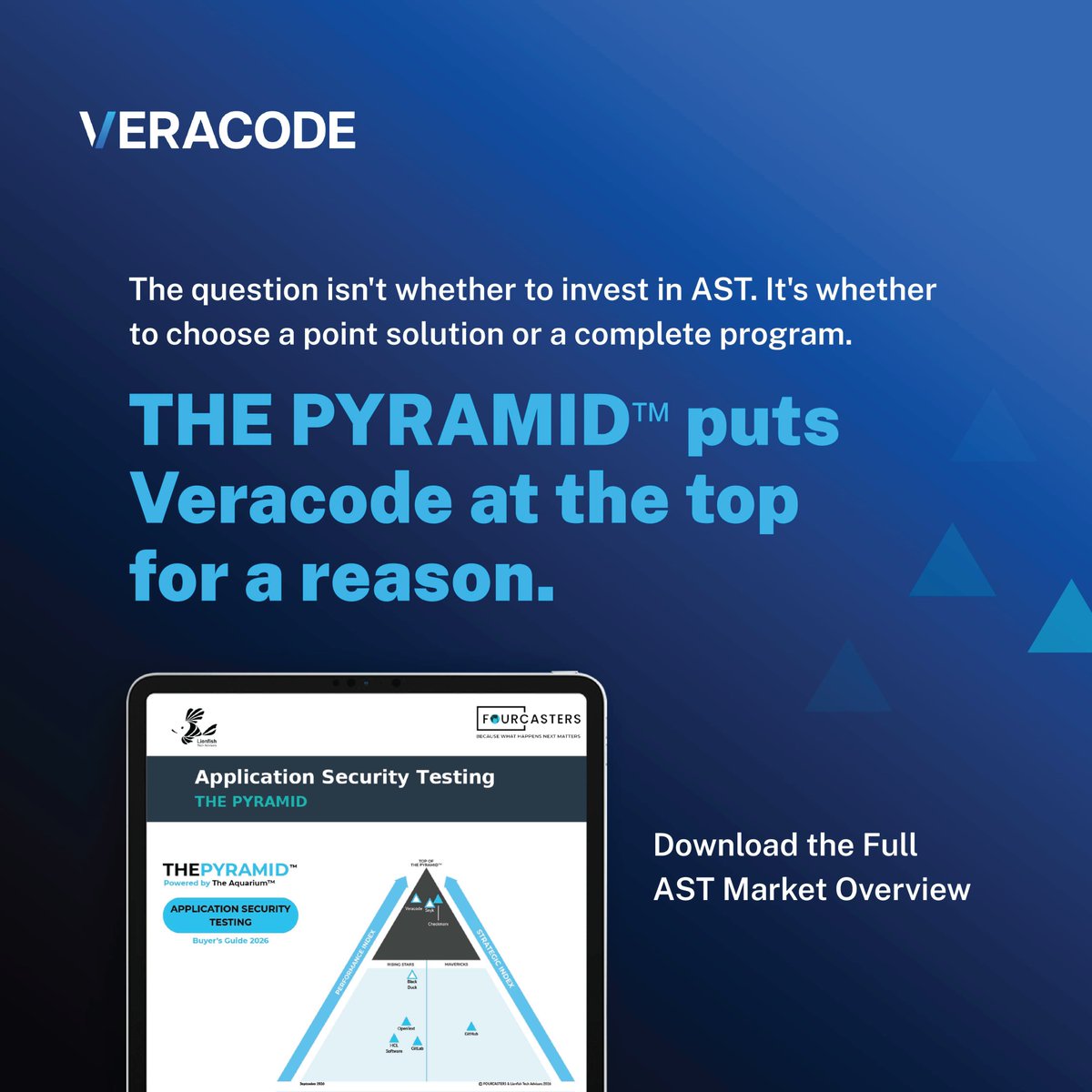 Veracode's tweet photo. AI is reshaping how software gets built and secured. A new independent report names Veracode a “Difference Maker” in the top tier of the 2026 AST vendor pyramid. See how the AST market is evolving: https://t.co/Ey8sdGUiwf https://t.co/R1pW0kdDm7