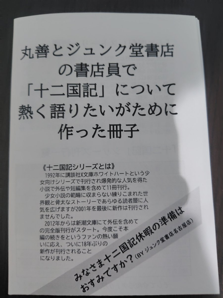 ux22id's tweet photo. ジュンク堂に「十二国記について熱く語りたいがために作った冊子」なる激アツ冊子の再配布があったから1部頂いて帰りました
��にありがとうございます https://t.co/Q1KHTdXSrn