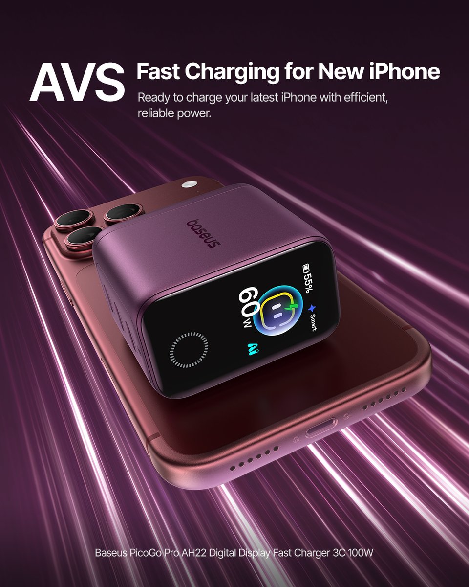 Baseus_Global's tweet photo. New iPhone. Fast charging to match. β‘
Put your new iPhoneβs fast-charging capability to work with AVS support from AH22.
Baseus PicoGo Pro AH22 100W Digital Display Fast Charger.
π https://t.co/KyA0wqtW75
#Baseus #BaseusPicoGo #BaseusCharger #BaseusDarkCherryColletion #burgundy #iphone18promax #newtrick #AdjustableVoltageSupply