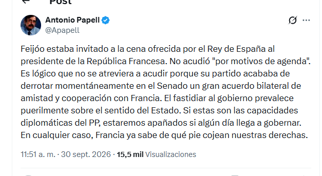 Patybooksreader's tweet photo. FEIJÓO rechazó la invitación del Rey p ir a la cena con Macron, motivos:
1. Feijóo es un cateto sin roce internacional.
2. Feijóo se achica ante líderes internacionales.
3. Y lo más, FEIJÓO NO SABE UTILIZAR LOS UTENSILIOS, en dónde va el cuchillo?cuál es el tenedor p la ensalada? https://t.co/H4t2IgMci4