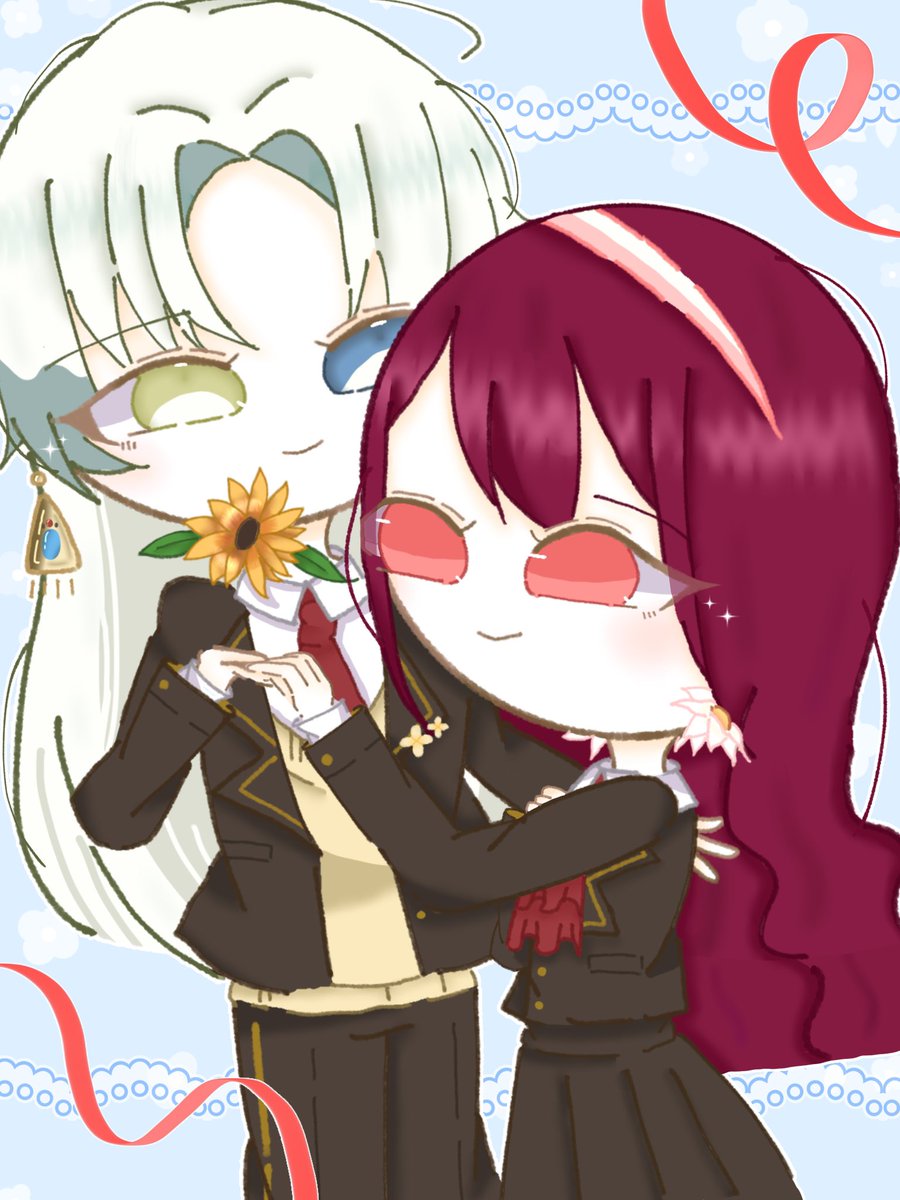 aty4gax's tweet photo. #シン庭_関係報告
この度ころろんちゅさん宅のヘリオ・クラークくん🥨と自宅のユナ・シュテルン🎀で幼馴染、恋仲関係を組ませて頂いてます！

「これから先の未来、どんなことがあっても。大好きなヘリオくんにとって誇れるような、大切な存在でずっといられますように。」 https://t.co/4iJMf8mfo5