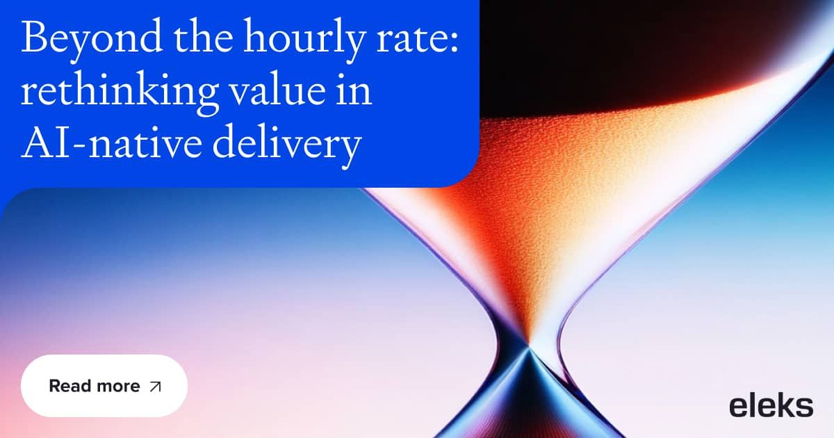 ELEKSSoftware's tweet photo. AI helps teams ship software faster, but traditional pricing still measures hours, not outcomes.

Mykhailo Khymchuk explores a new approach for AI-native delivery: the Wave Model, shifting from selling hours to delivering value.

👉 https://t.co/gmK42Zq8ie

#AI #AIDelivery #Tech https://t.co/CNo00Fezgq