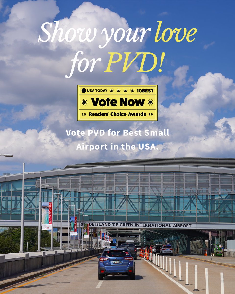 IFlyRhodeIsland's tweet photo. We're in the home stretch, and it's time to show your love for PVD! Vote PVD for Best Small Airport in the USA TODAY @10Best Readers' Choice Awards. Vote once a day, every day through October 5th! 💛✈️ #FlyRI #PVD #USAToday

Cast your vote for PVD at https://t.co/4QvCeQtYat https://t.co/uCc3A2PCS1