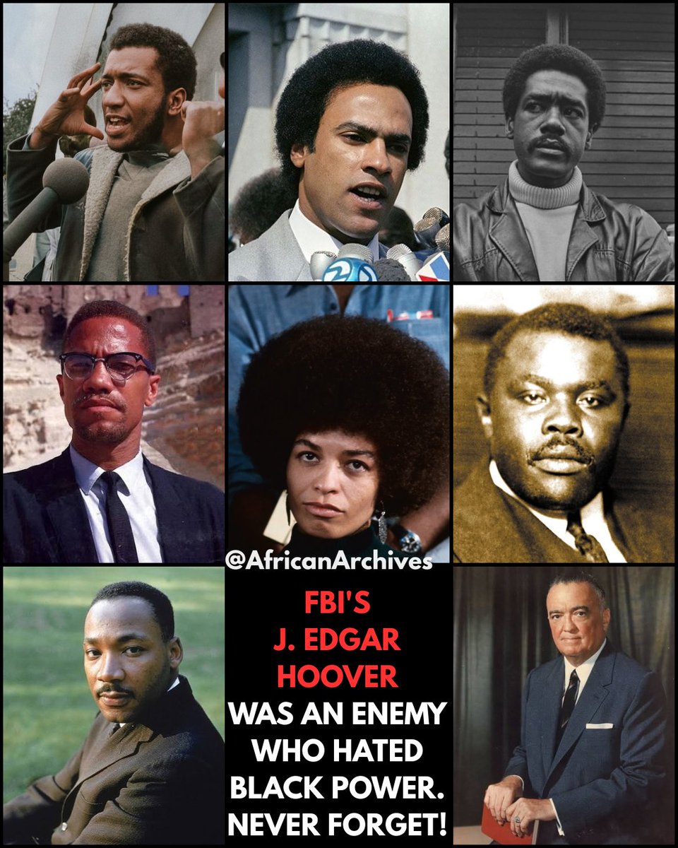 AfricanArchives's tweet photo. For decades, Black activists and organizations were watched, investigated, and targeted by federal authorities during some of the most important struggles of the 20th century. The FBI’s COINTELPRO program, which began in 1956 and was expanded to include the Black Panther Party in 1967, was officially described as an effort to disrupt groups considered threats. Declassified records later showed that the program went beyond simply investigating crimes. The FBI infiltrated organizations, attempted to create divisions within them, and sought to discredit certain leaders and movements. Martin Luther King Jr. was also subjected to FBI surveillance, including wiretapping, while the Southern Christian Leadership Conference was investigated. Malcolm X, Marcus Garvey, Angela Davis, Fred Hampton, Huey Newton and Bobby Seale all belong to different generations and political traditions, so they should not be treated as though they were part of one single movement. What connects many of the figures pictured is that their activism, political ideas, or organizations came under intense government scrutiny during periods of major social change. The Church Committee’s investigations in the 1970s examined these intelligence operations and criticized COINTELPRO for infringing constitutional rights. The FBI itself later acknowledged that some of its tactics went too far, and COINTELPRO was formally ended in 1971.