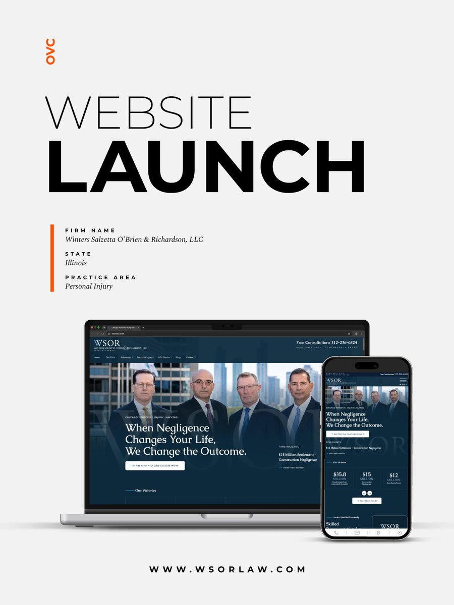 OVCMarketing's tweet photo. We’re excited to unveil the redesigned website for Winters Salzetta O’Brien &amp; Richardson, a Chicago firm focused on complex personal injury and medical malpractice cases.

Head to the new site: https://t.co/mEeFShN1lw

#WeKnowLawyerMarketing #WebsiteRedesign https://t.co/ezqAmhbNf5