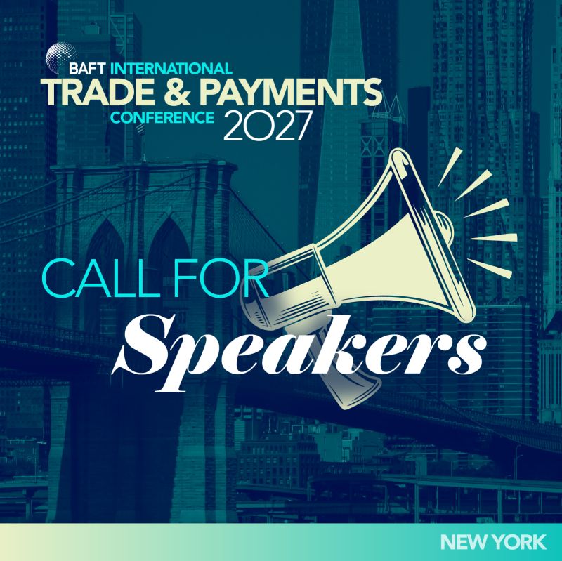 BAFT's tweet photo. There’s still time to apply to speak at the 2027 #BAFT International Trade &amp; Payments Conference, February 23-25, in New York!

Share your expertise with the global trade &amp; payments community.

Apply by October 5:  https://t.co/XgBVIZhQQ6

#TransactionBanking https://t.co/b1myUn2I0i