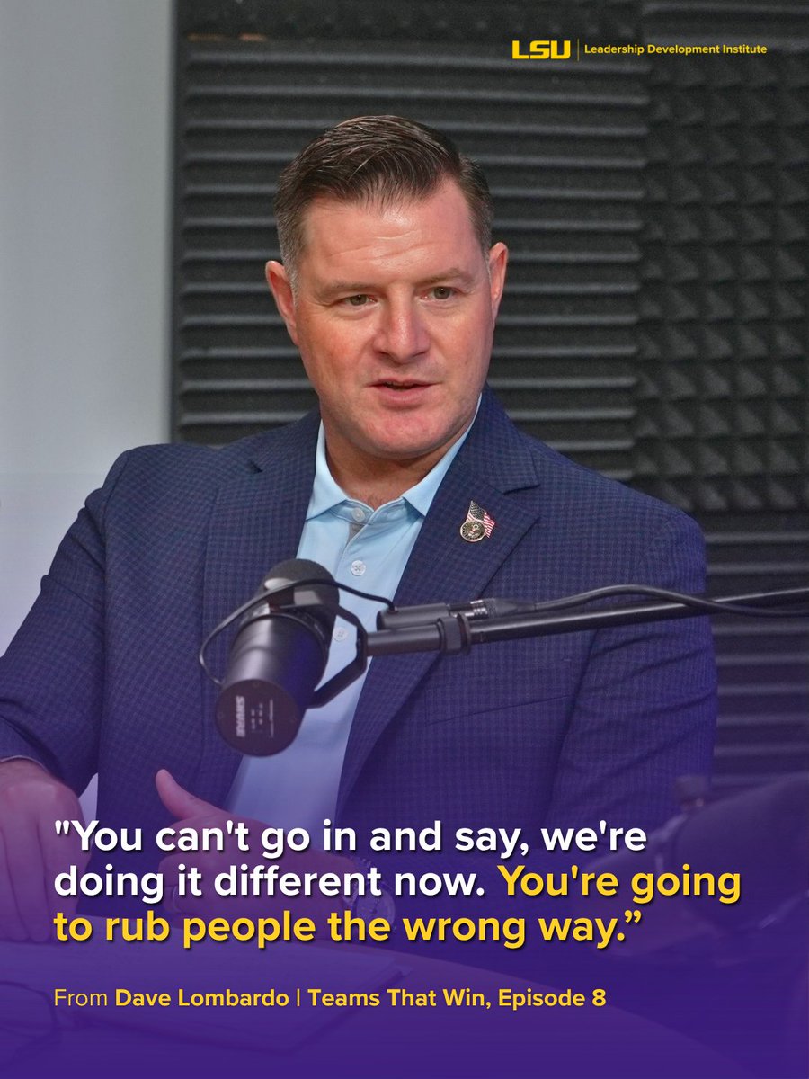 LSU_LDI's tweet photo. You can't go in and say, we're doing it different now."

Dave Lombardo on Episode 8 of Teams That Win.

https://t.co/suPagYkfCf

#Leadership #TeamsThatWin https://t.co/c426WXbMaF
