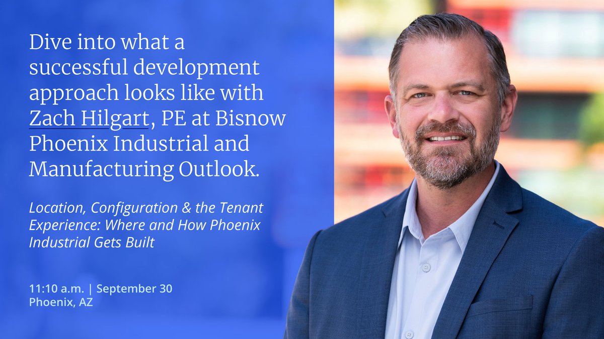 ColliersEng's tweet photo. Don't miss valuable insights on development from Civil/Site Geographic Discipline Leader Zach Hilgart, PE at Bisnow Phoenix Industrial and Manufacturing Outlook today! He will be diving into tenant needs driving the market and what a successful development approach looks like. https://t.co/UKq7KtllOJ
