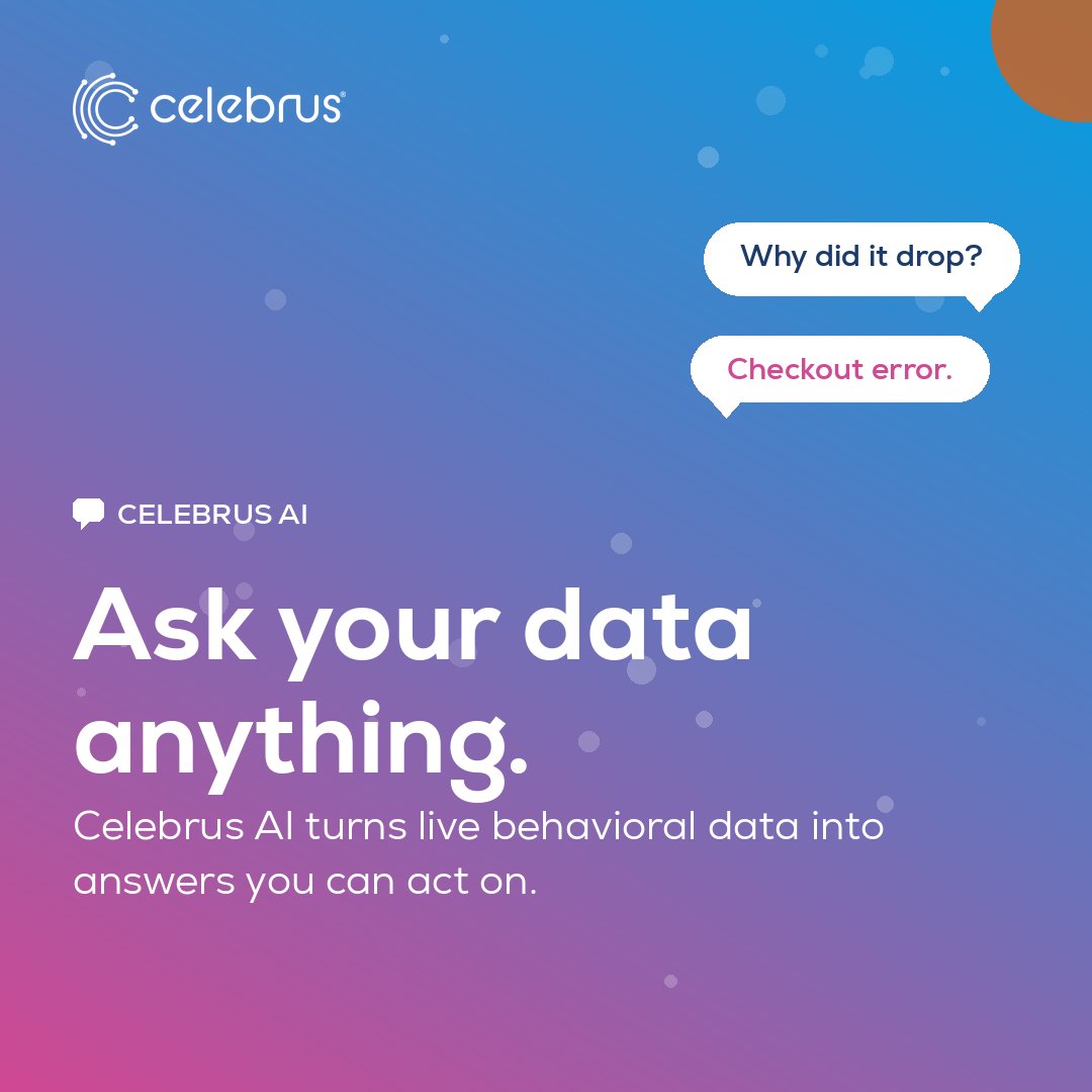 CelebrusTech's tweet photo. 💬 “Why did conversions drop?”
Celebrus AI: Mobile checkout drop-off jumped 18%. Payment errors doubled.
💬 “Who didn’t convert?”
Celebrus AI: 4,200 high-intent visitors, ready to remarket.

Two questions. No analyst queue. Just answers and action: https://t.co/99phTVSVkz https://t.co/SIjWme73uY