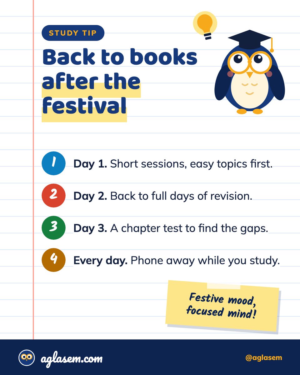 aglasem's tweet photo. Back to books after the festival: short sessions on day 1, full days on day 2, a chapter test on day 3.
https://t.co/7TjImSrKaS
#StudyTips #ExamPrep https://t.co/rckv866Pqc