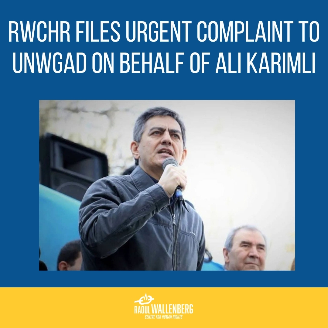 TheRWCHR's tweet photo. On 29 September 2026, the Raoul Wallenberg Centre for Human Rights filed an urgent complaint with the United Nations Working Group on Arbitrary Detention (WGAD) concerning Ali Karimli, leader of Azerbaijan’s Popular Front Party (APFP), raising serious concerns over the deteriorating conditions and circumstances of his detention.

The complaint calls for urgent international attention and demands his immediate and unconditional release, as required under fundamental human rights standards and due process.

The deteriorating and inhumane conditions of Mr. Karimli’s detention have reached a critical point, posing a serious and growing threat to his health and life. Azerbaijani authorities at the State Security Service Investigation Detention Facility have continued to deprive him of clean drinking water and adequate food, expose him to extreme heat and humidity without ventilation, subject him to prolonged sleep deprivation, confine him in an unsanitary cell infested with pests, and severely restrict his contact with the outside world.

We remain deeply concerned by his life-threatening circumstances, underscoring the urgent need for immediate international action

We urge the WGAD to take all measures at its disposal to safeguard Mr. Karimli and ensure his immediate release.

👉 Read the full news on our website: https://t.co/mXHgfCg4yr

@AliKarimli @CanadaFP @AnitaAnandMP