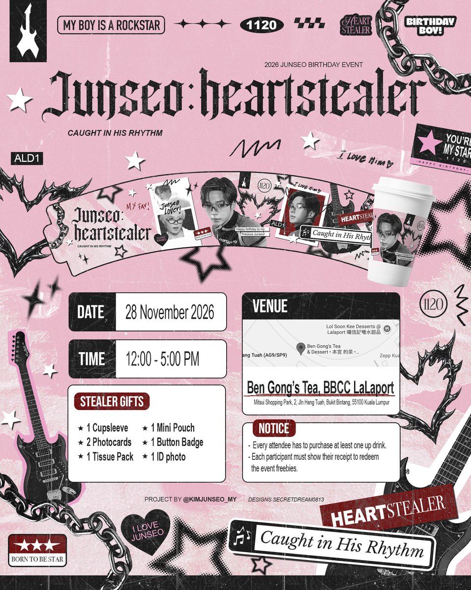 KIMJUNSEO_MY's tweet photo. 𝐊𝐈𝐌 𝐉𝐔𝐍𝐒𝐄𝐎 𝐂𝐮𝐩𝐬𝐥𝐞𝐞𝐯𝐞 𝐄𝐯𝐞𝐧𝐭 𝐢𝐧 𝐊𝐋

🎸⋆⭒˚.⋆  𝘙𝘦𝘢𝘥𝘺 𝘵𝘰 𝘩𝘢𝘷𝘦 𝘺𝘰𝘶𝘳 𝘩𝘦𝘢𝘳𝘵 𝘴𝘵𝘰𝘭𝘦𝘯?

ᯓ★ Junseo: Heartstealer
ᯓ★ Ben Gong's Tea, BBCC Lalaport
ᯓ★ 28 November 2026

#JUNSEOHEARTSTEALER #KIMJUNSEO #김준서 #ALPHADRIVEONE https://t.co/HemLt7zPaN