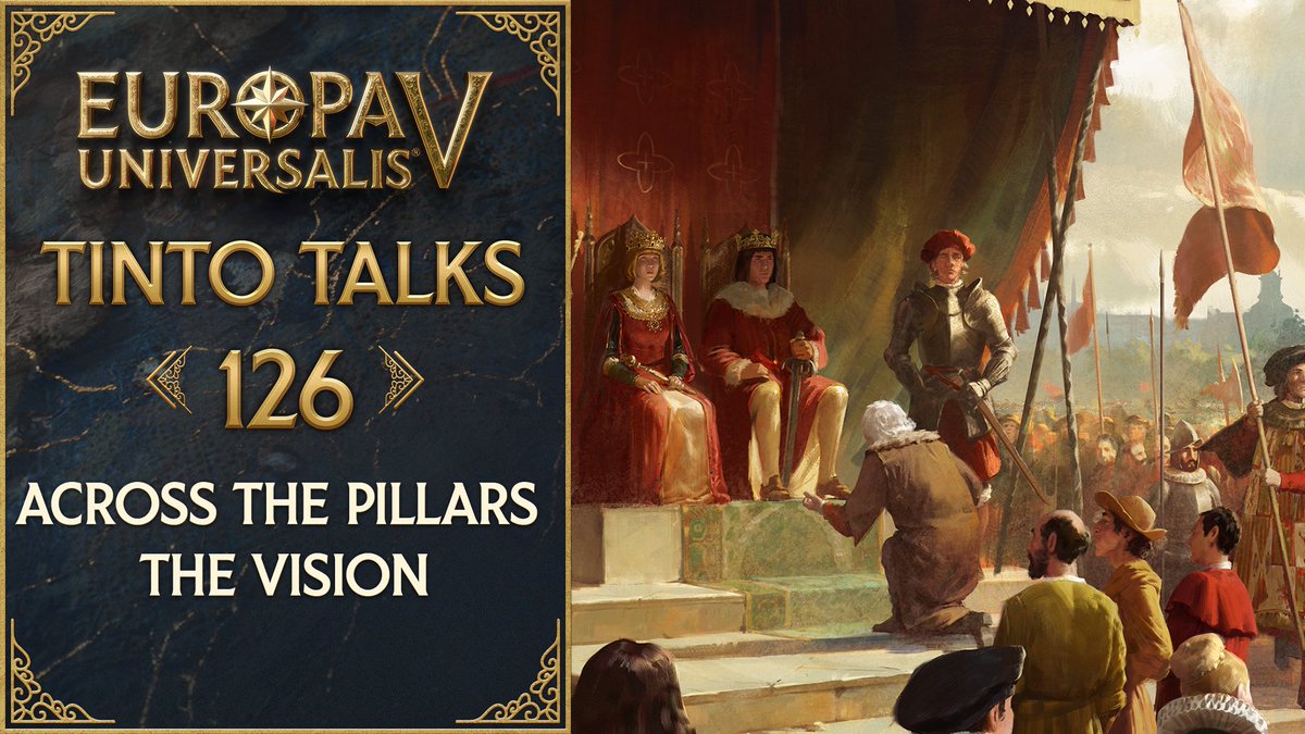 E_Universalis's tweet photo. Join us in today's Tinto Talk where we share our developer vision for Update 1.4 and the upcoming Across The Pillars DLC! We are going into depth on the major historical events coming to EU5, focusing on the Battle for the Strait and the Golden Century.

Check it out here: https://t.co/vRdmZIqYqf
