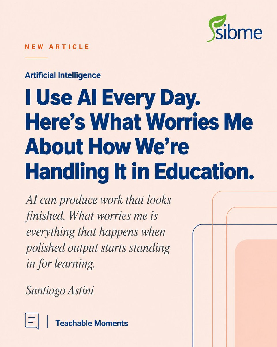 SibmeApp's tweet photo. AI can produce polished work fast. The harder question is whether real learning happened. Support and reflection matter more than detection.
https://t.co/wURf1Z2r7u

#AIinEducation #EdTech https://t.co/E4PnEwXgzX