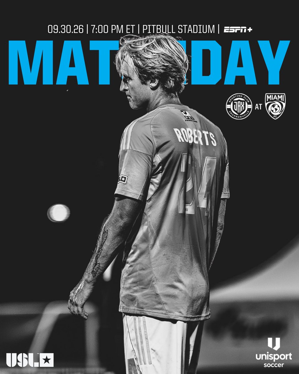 sporting_jax's tweet photo. In the South tonight 🌃

🆚 @TheMiamiFC
🕖 7:00 PM ET
📺 ESPN +
📍Pitbull Stadium

#ProSoccerProJAX https://t.co/2cBuDQweX6