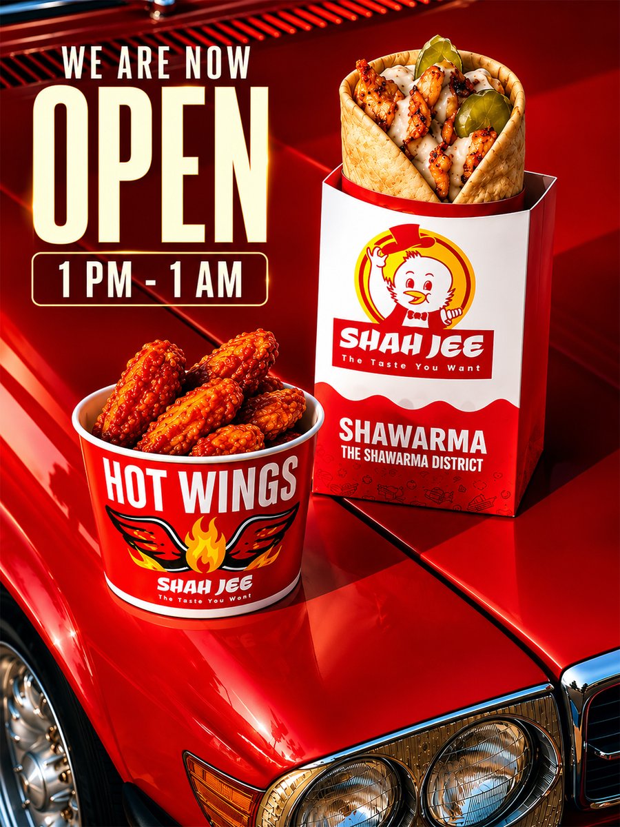 TheoSchwalrm's tweet photo. Hot, crispy, and packed with flavor! Shah Jee Hot Wings &amp; Shawarma is open from 1 PM to 1 AM. Come hungry, leave happy! Jaranwalan Bazar, Shahkot
+92 305 8880785
+92 326 6215008 https://t.co/yGSjFovdaS