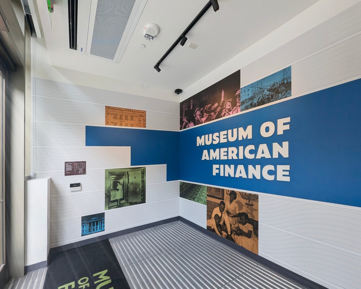 BluEdgeTM's tweet photo. A look inside the Museum of American Finance’s new home in Boston. This gallery highlights how BluEdge helped bring the space to life across six galleries and seven inaugural exhibits through custom fabrication, graphics, and installation. https://t.co/jj1FdCc11w