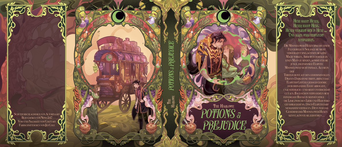 Altorina4's tweet photo. COMMISSION 

​So excited to share the cover illustration I created for the special edition of Potions &amp; Prejudice by Tee Harlowe, commissioned by mondlichtbuecher 🧪🌿
...
#book #commission https://t.co/b4GqVyaQKd