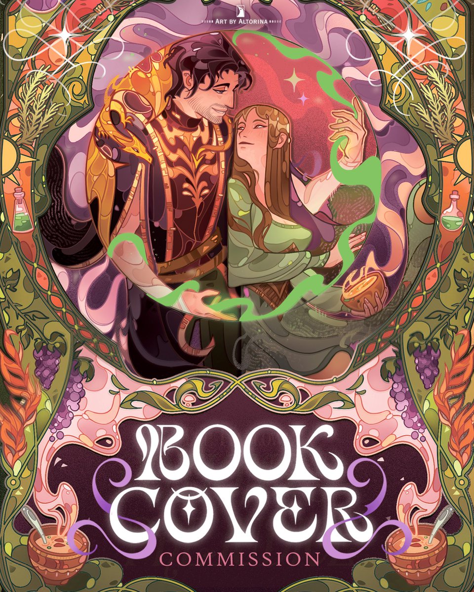 Altorina4's tweet photo. COMMISSION 

​So excited to share the cover illustration I created for the special edition of Potions &amp; Prejudice by Tee Harlowe, commissioned by mondlichtbuecher 🧪🌿
...
#book #commission https://t.co/b4GqVyaQKd