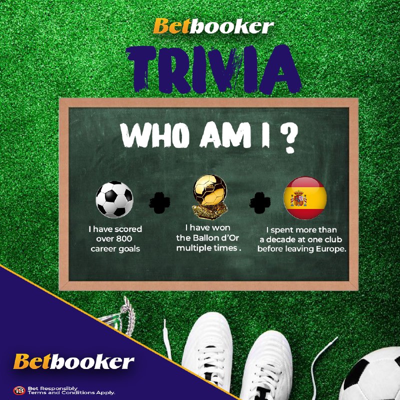 Betbooker's tweet photo. 🎯 BETBOOKER DAILY TRIVIA IS HERE! 🧠⚽

Who am I? 👀

Get the answer right and stand a chance to win FREE SPINS on Gates of Olympus! ⚡🎰

📅 New question. New chance to win. EVERY DAY!

📩 Send your answer here:
https://t.co/Dwd4nKtyxP

📲 BOOK IT on https://t.co/geOj44leMt

🔞 18+ | Gamble responsibly.

#Betbooker #GFA #AsamoahGyan #OmarSterling