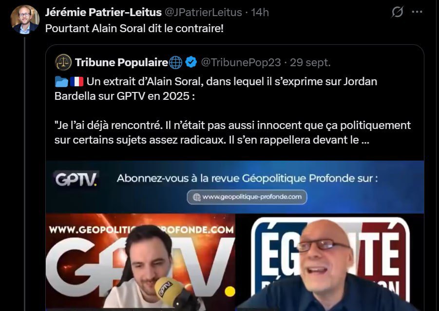 LaureLavalette's tweet photo. Jérémie Patrier-Leitus (élu grâce à LFI) n’est pas seulement le pire président de commission d’enquête de l’Histoire, il semble également être très informé des élucubrations de M. Soral.

Est-il un militant soralien ? Qu’en pense Édouard Philippe ? https://t.co/oQfajK7cLC