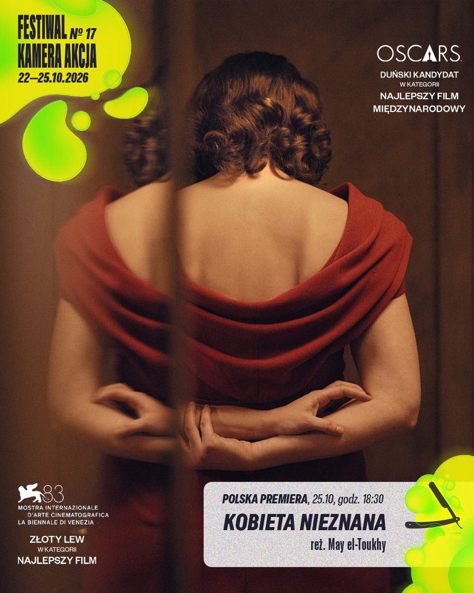 FestKameraAkcja's tweet photo. 🎬 POLSKA PREMIERA filmu, który zachwycił jury w Wenecji! Zdobywca Złotego Lwa dla najlepszego filmu i Pucharu Volpiego, a także duński kandydat do Oscara 2027. 🏆
Z dumą ogłaszamy Film Zamknięcia 17. Festiwalu Kamera Akcja!
Więcej na: https://t.co/wisazuB2zq https://t.co/a1pa7KWsaZ