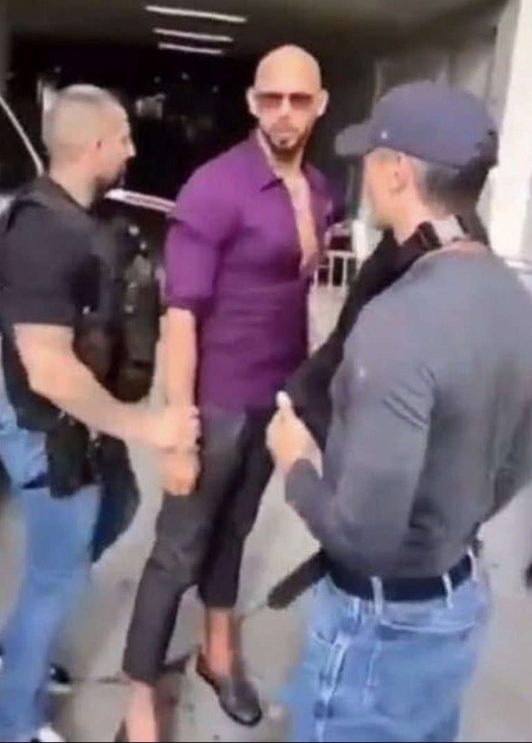 MonolittoAmaury's tweet photo. @DougWahl1 Andrew Tate when he was getting arrested in his purple suit. https://t.co/CPoGL6oDge