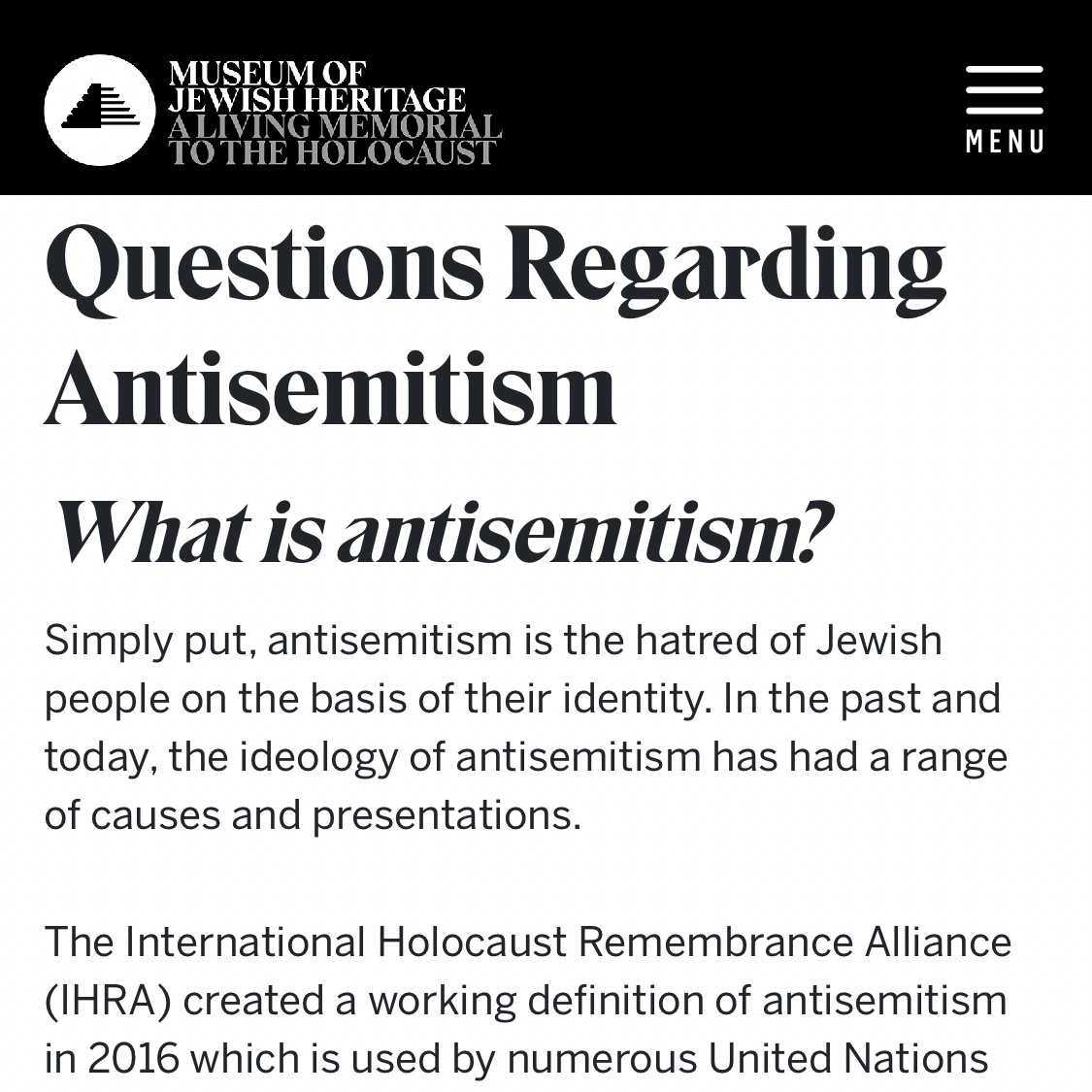 Quietnthechaos's tweet photo. The museum of Jewish heritage has repeatedly said its stands with Israel &amp; uses the IRHA definition of antisemitism. That’s who Mamdani is pushing kids to visit. So telling kids k-12 it’s antisemitism to oppose Israel. 😒 https://t.co/s4UP4aa3IR