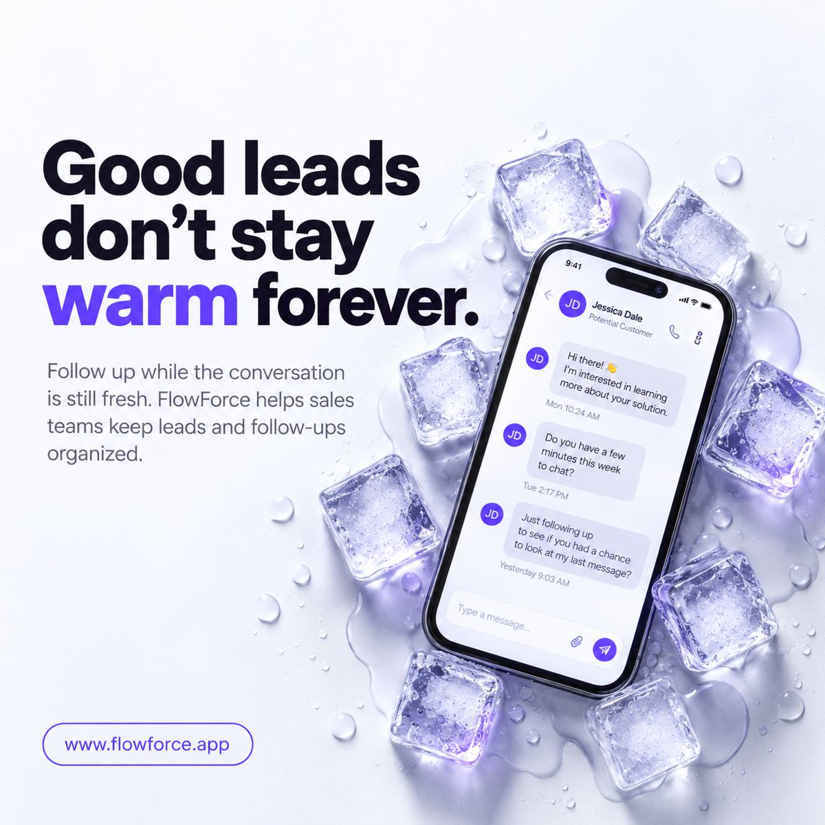 getflowforce's tweet photo. Good leads don’t stay warm forever. 🧊

Follow up while the conversation is still fresh.

https://t.co/kV5ISxub8r https://t.co/mh2M37mhDH