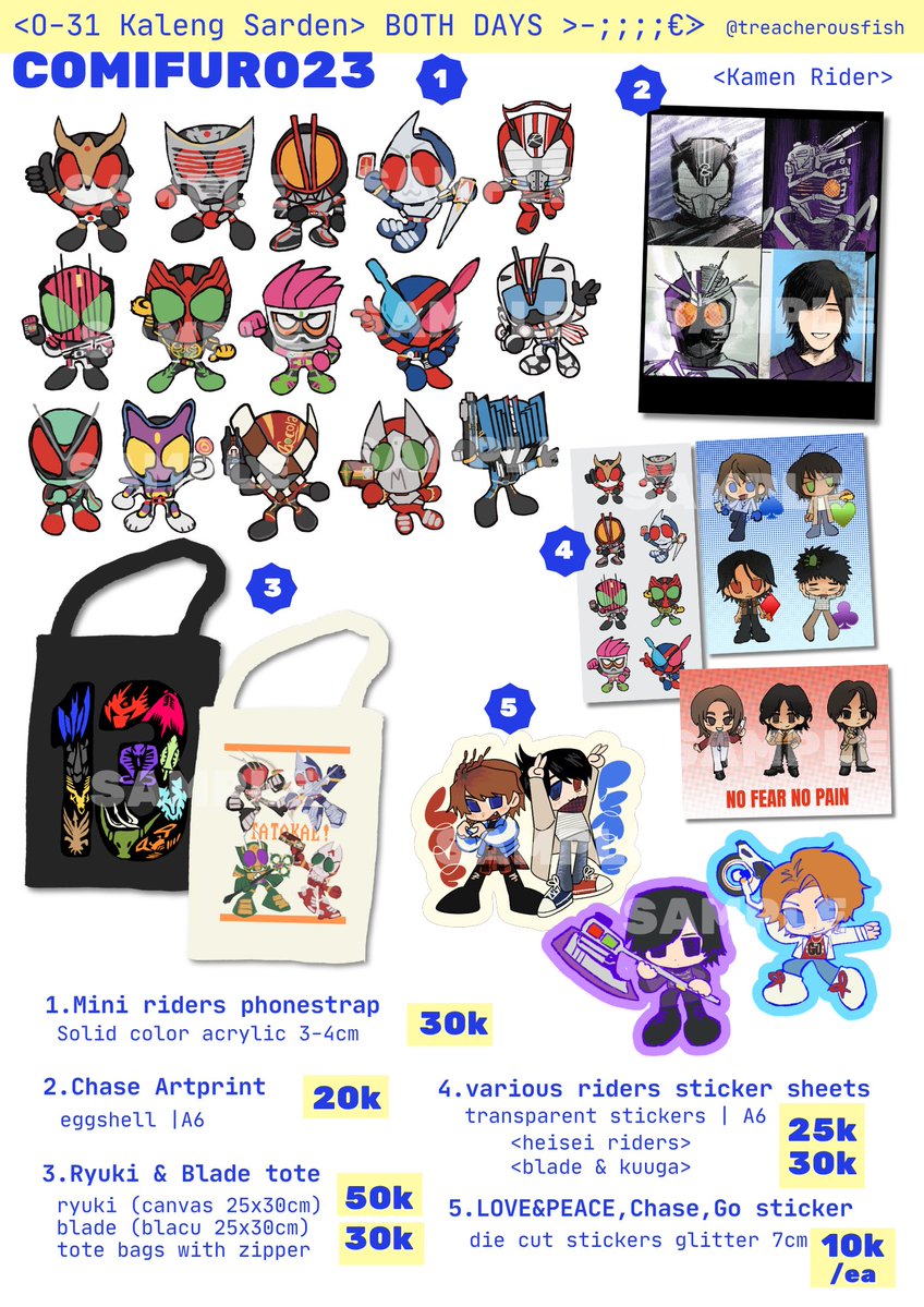 treacherousfish's tweet photo. My po for #CF23 is open!! <•)))))><

Booth: Kaleng Sarden O-31 BOTH DAYS
🧷Pick up ots: ~6 OCT
🧷Mail order: ~15 OCT
🗯️: limbus company, uma musume (poketaki), dc (red hood) kamen rider, naruto (akatsuki)
🔗po below!

#comifuro22 #cf22catalogue https://t.co/jEHV52rzUE