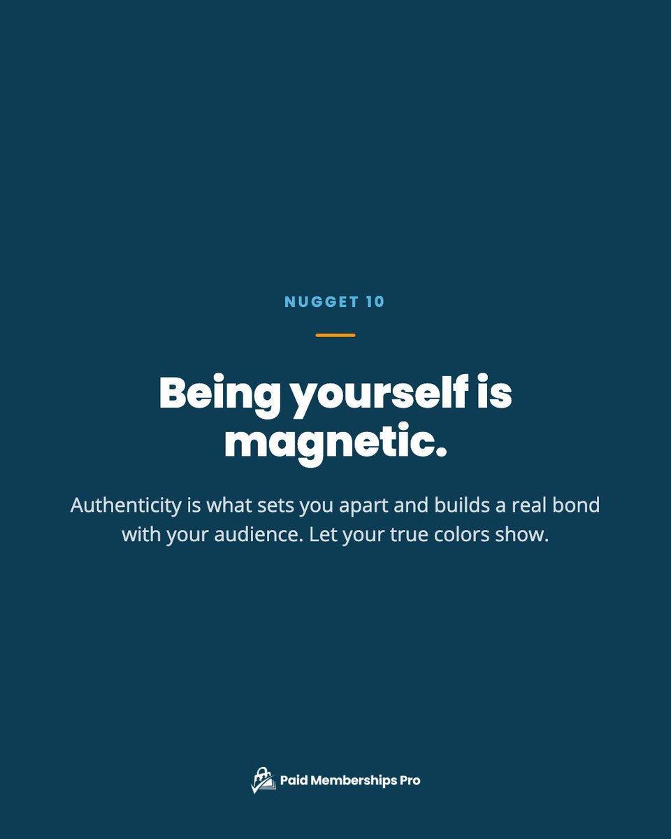 pmproplugin's tweet photo. Being yourself is magnetic. Authenticity is what sets you apart and builds a real bond with your audience. Let your true colors show.

https://t.co/bmxcV71C1L https://t.co/9nActnB4hy