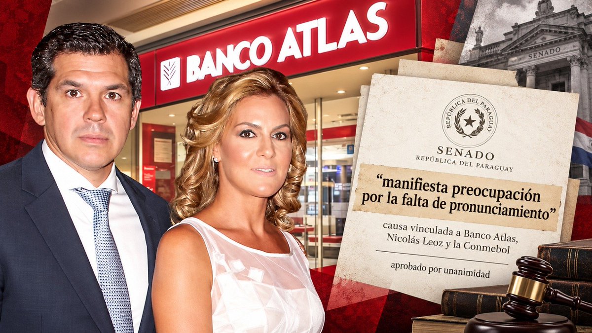 Rocio_La_Negra's tweet photo. #CAUSA ATLAS-CONMEBOL/LEOZ
Banco Atlas: Senado eleva presión sobre la Corte por demora en causa de lavado vinculada a Nicolás Leoz.
El Senado aprobó por unanimidad una declaración que expresa preocupación por la falta de resolución de una recusación que mantiene frenada la causa penal vinculada a Banco Atlas, Nicolás Leoz y la Conmebol. La Fiscalía ya presentó acusación por presunto lavado de dinero y solicitó juicio oral, pero el expediente continúa detenido mientras la Sala Penal de la Corte no define una incidencia planteada en abril. La demora judicial en el denominado caso Banco Atlas-Conmebol/Leoz dejó de ser solamente un problema dentro de un expediente.
Este lunes llegó formalmente al Senado y derivó en un pronunciamiento unánime que pone nuevamente bajo atención el tiempo que lleva la Corte Suprema de Justicia para resolver una recusación. El proyecto presentado por el senador @DionisioAmarill fue aprobado por la Cámara Alta y manifiesta preocupación por la falta de pronunciamiento de la Sala Penal. El registro oficial del Congreso confirma que la declaración fue tratada y aprobada en la sesión extraordinaria del 29 de septiembre.
El texto no pide una condena ni adelanta una opinión sobre la responsabilidad de los procesados. El cuestionamiento es previo y mucho más elemental: una causa de presunto lavado que ya tiene acusación fiscal permanece sin poder avanzar porque todavía no existe resolución sobre una recusación presentada hace más de cinco meses.
La declaración sostiene además que este tipo de procesos deben recibir respuestas oportunas y dentro de plazos razonables.
