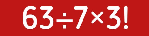 A red graphic displaying the mathematical equation '63=7×3!' in white stylized text, illustrating the factorial relationship.