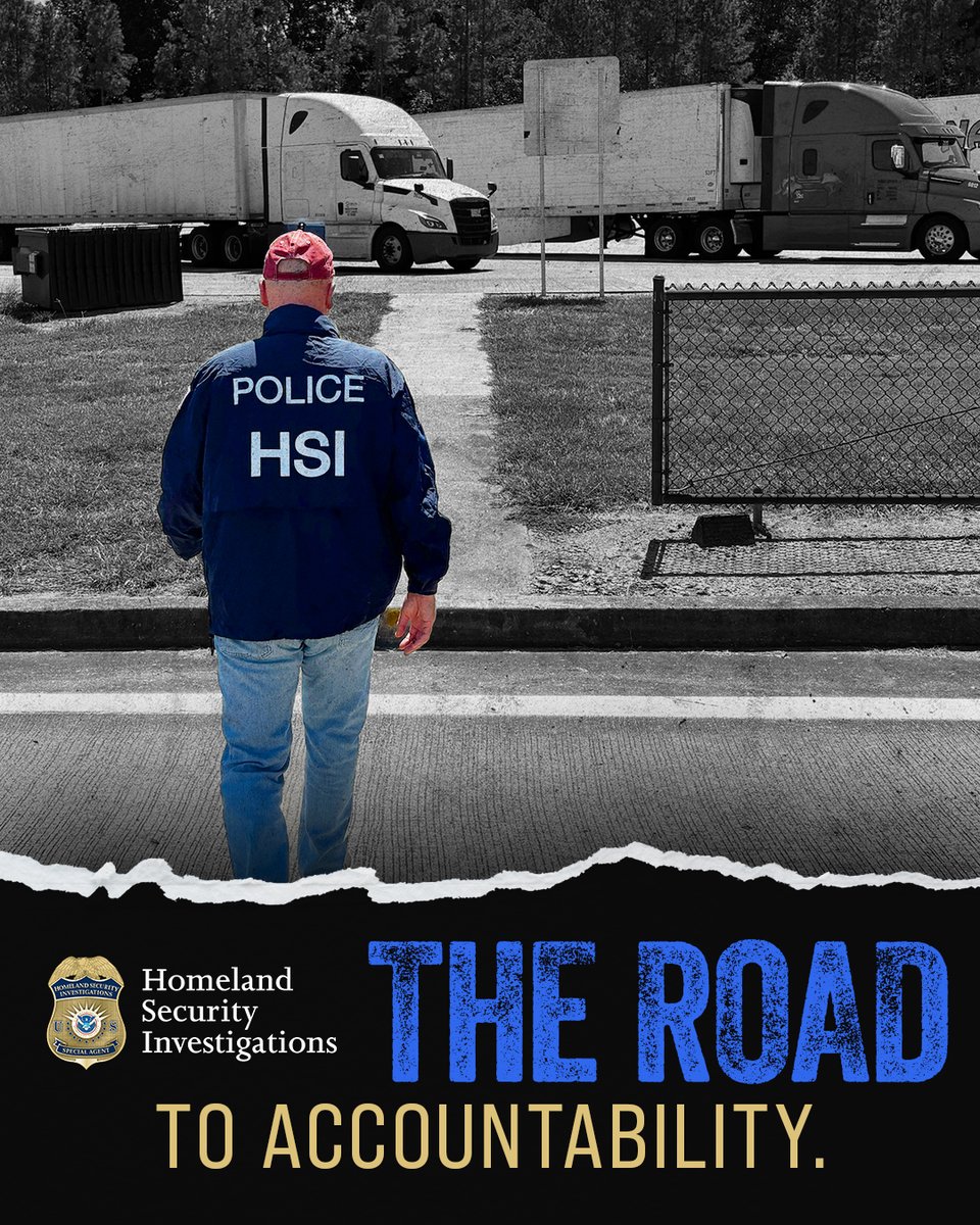 HSI_HQ's tweet photo. America relies on safe, lawful transportation every day. HSI is working with federal partners to identify and disrupt CDL fraud that put drivers, workers, and communities at risk. https://t.co/MDnf10r09H