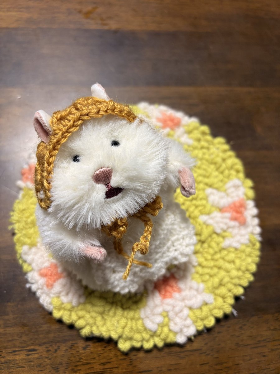 Uniatwa's tweet photo. まちにまったはむにぎりをお迎えしました🐹🧡
名前は、おにぎりのおにちゃんです🍙
編み物が得意なお姉ちゃんにお願いして、バブーシュカとエプロンを作ってもらったよ🫧
尊い🤦‍♀️

#はむにぎり https://t.co/ZzxyLEZUIg