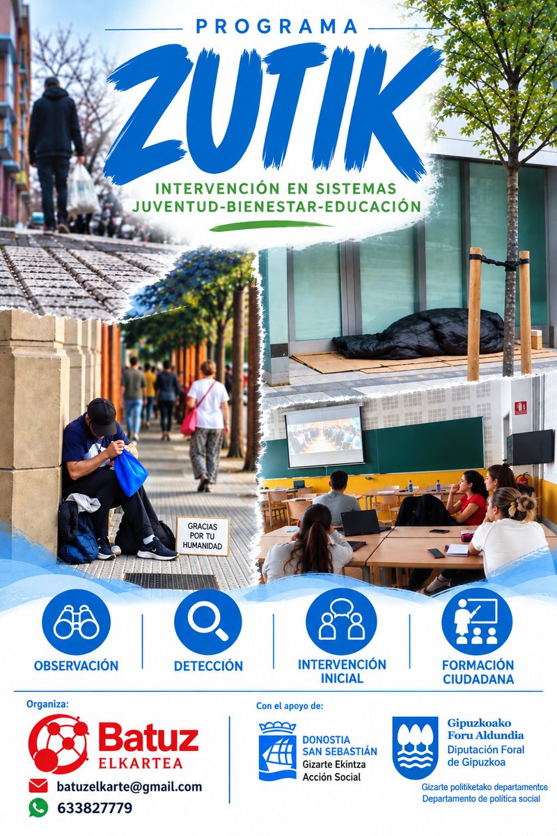 BatuzE65137's tweet photo. Observaciones, intervenciones iniciales, impacto en redes, formación a la ciudadanía.... Todo ello, conforma el programa Zutik.
#Intervenciones #ProgramaZutik #Ejecución https://t.co/znOYtG613l