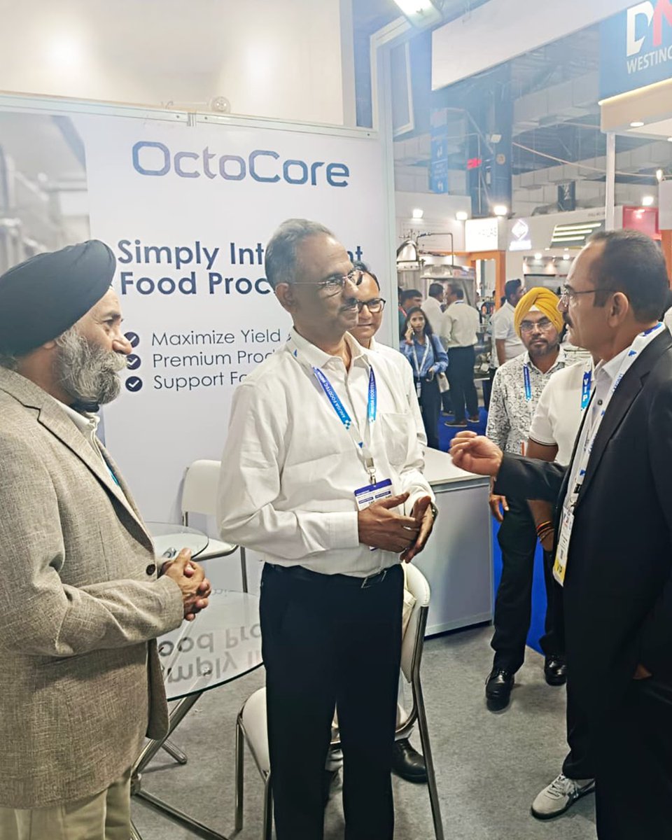 OctoCoreGroup's tweet photo. Anuga Food Tec India is well underway, with great conversations and visitors from across South Asia.

Tomorrow is the final day. Visit us at booth E100 and let's talk about how to take your production forward.
#AnugaFoodTec #FoodProcessing #IQF #OctoCore https://t.co/1qXHHGwfv2