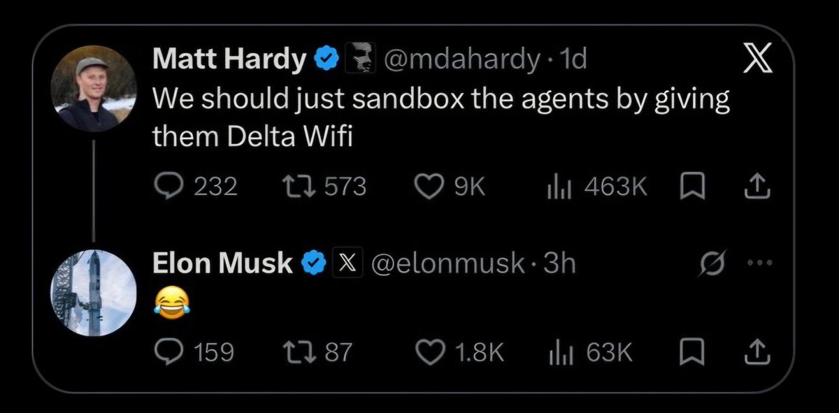 dggoldst's tweet photo. This is crazy but Elon Musk just stole my friend's joke and even emoji reacted to the original showing that he had read it https://t.co/fRiYC3u8Mc