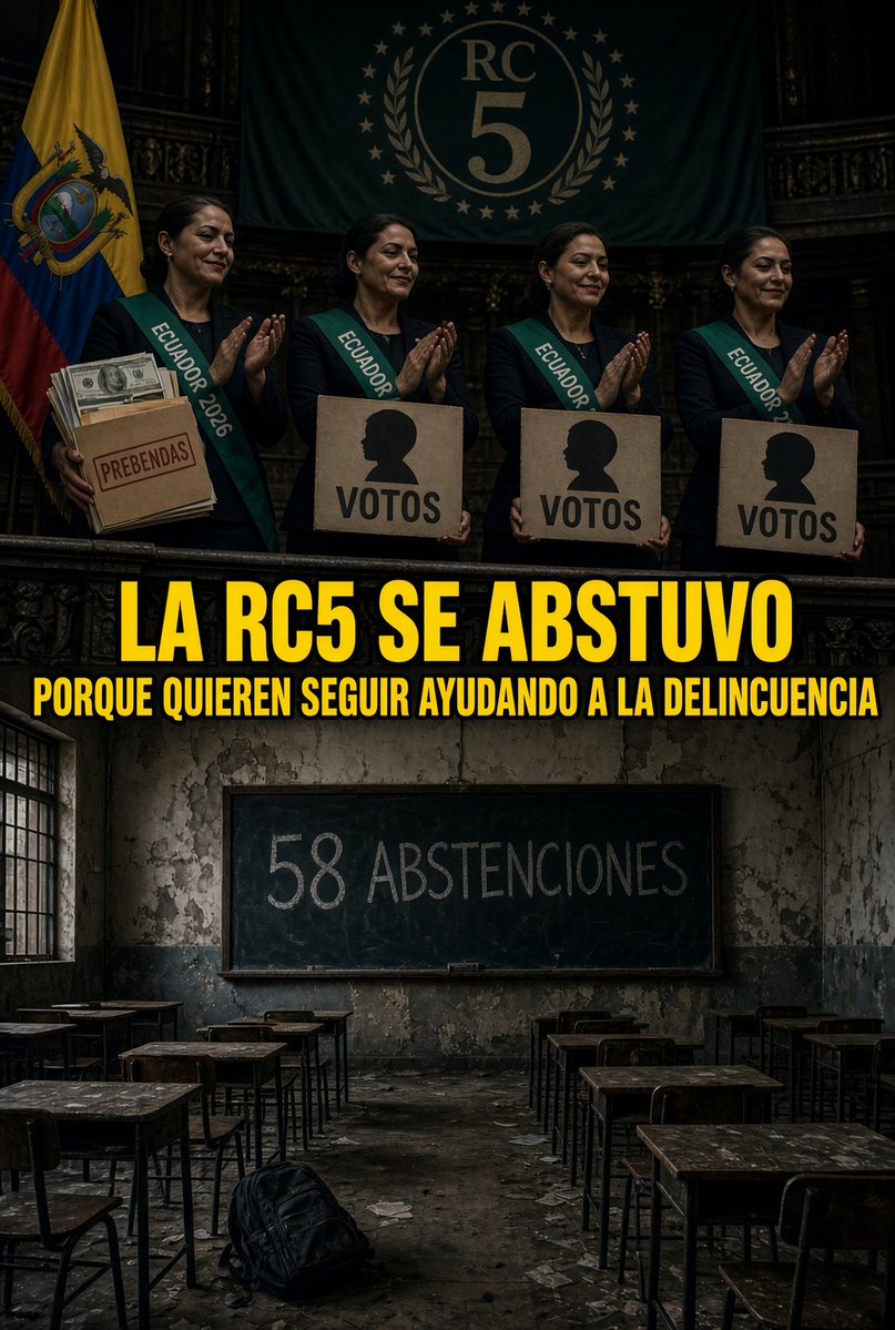 FullDemocracia's tweet photo. Esto es demencial. Los correístas son la peor lacra que tiene el Ecuador.

¿Dónde están los discursos en defensa de los niños de Mónica Palacios, Paola Cabezas y Viviana Veloz? ¡¿Dónde están?!

¡Tanto que decían defender a los niños, y ahora que tenían la oportunidad histórica de luchar por ellos, no lo hicieron!

88 votos para sacar a los niños de las bandas. 58 abstenciones de Revolución Ciudadana.

Ayer, la Asamblea aprobó la ley contra el reclutamiento de menores. Penas que van de 22 a 26 años para el adulto que capte, utilice o envíe a un niño a delinquir. Bloqueo de las redes que los enganchan. Prevención en las escuelas.

Más de 2.000 niños y adolescentes fueron detenidos en 2026 por diversos delitos. Las bandas los captan desde los 9, 10 o 12 años: campaneros, mulas y sicarios. Y la bancada que más habla de "los niñitos" eligió el silencio.

Los correístas se abstuvieron por un solo motivo: dinero. Los menores de edad otorgan beneficios de impunidad a la delincuencia organizada y, según esta visión, la delincuencia organizada les devuelve el favor con dinero.

Ecuador, quien tiene un hijo, debe rechazar a todo correísta, estén donde estén.  Recuerden que los "hijos" del prófugo Rafael Correa, pretendieron pasar una ley para que sea legal acostarse con menores de 14 años.

Quien no vota cuando se vota por la niñez, ya eligió.

Veo a un correista y le saco la chch.