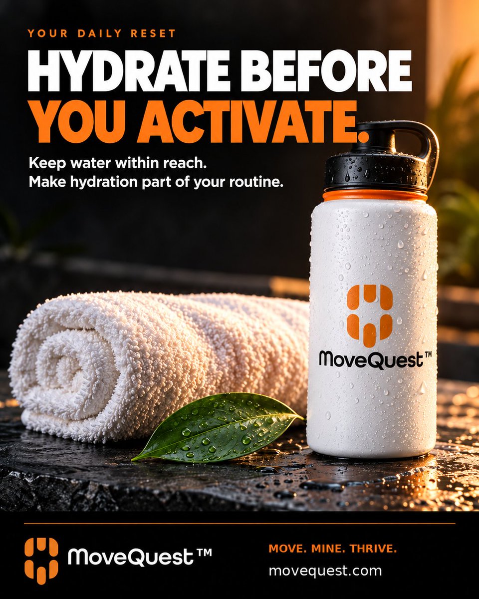 MoveQuestMQT's tweet photo. 💧 HYDRATE BEFORE YOU ACTIVATE!

Before you lace up for a walk, head to the gym, or jump into a busy day—grab your water bottle! Keep it within reach and make hydration part of your everyday routine.

Taking care of yourself starts with small, consistent choices. A sip of water. A few more steps. A little time set aside for YOU. 🧡

Let’s keep building healthy habits together, MoveQuest family!

Drop a 💧 in the comments if your water bottle is ready for today!

MOVE. MINE. THRIVE.
🌐 https://t.co/66qSTR9ZC4
#MoveQuest #HydrateBeforeYouActivate #HealthyHabits #DailyMovement #MoveMineThrive