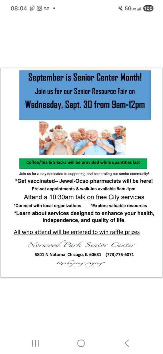 chicagocaps016's tweet photo. Today Norwood Crossing is having a senior resource fair. If you know anyone who needs senior resources please share with them. https://t.co/xM0aja9cq6