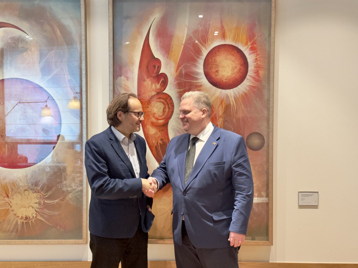 LithuaniaFinMin's tweet photo. Building partnerships before taking the Presidency.

Finance Minister @Taurimas Valys met with MEP Jean-Marc Germain to exchange views on the European agenda ahead and areas where common ground will matter as Lithuania approaches #LT27EU.

Good preparation starts with dialogue. https://t.co/qkVC1kV3UE