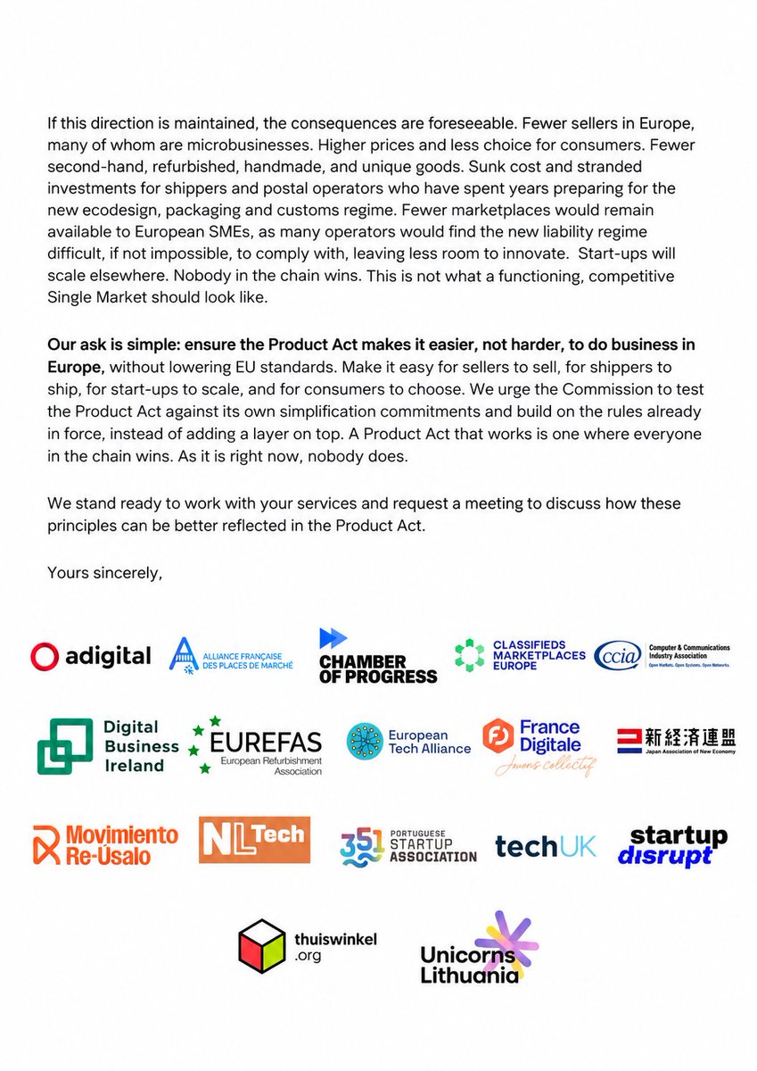 DigitalIre's tweet photo. DBI has joined 16 European industry associations in a joint letter on the forthcoming EU Product Act.

The letter calls for clear rules and a competitive Single Market that supports businesses.

Read more 👇 https://t.co/zHHEln4C9i