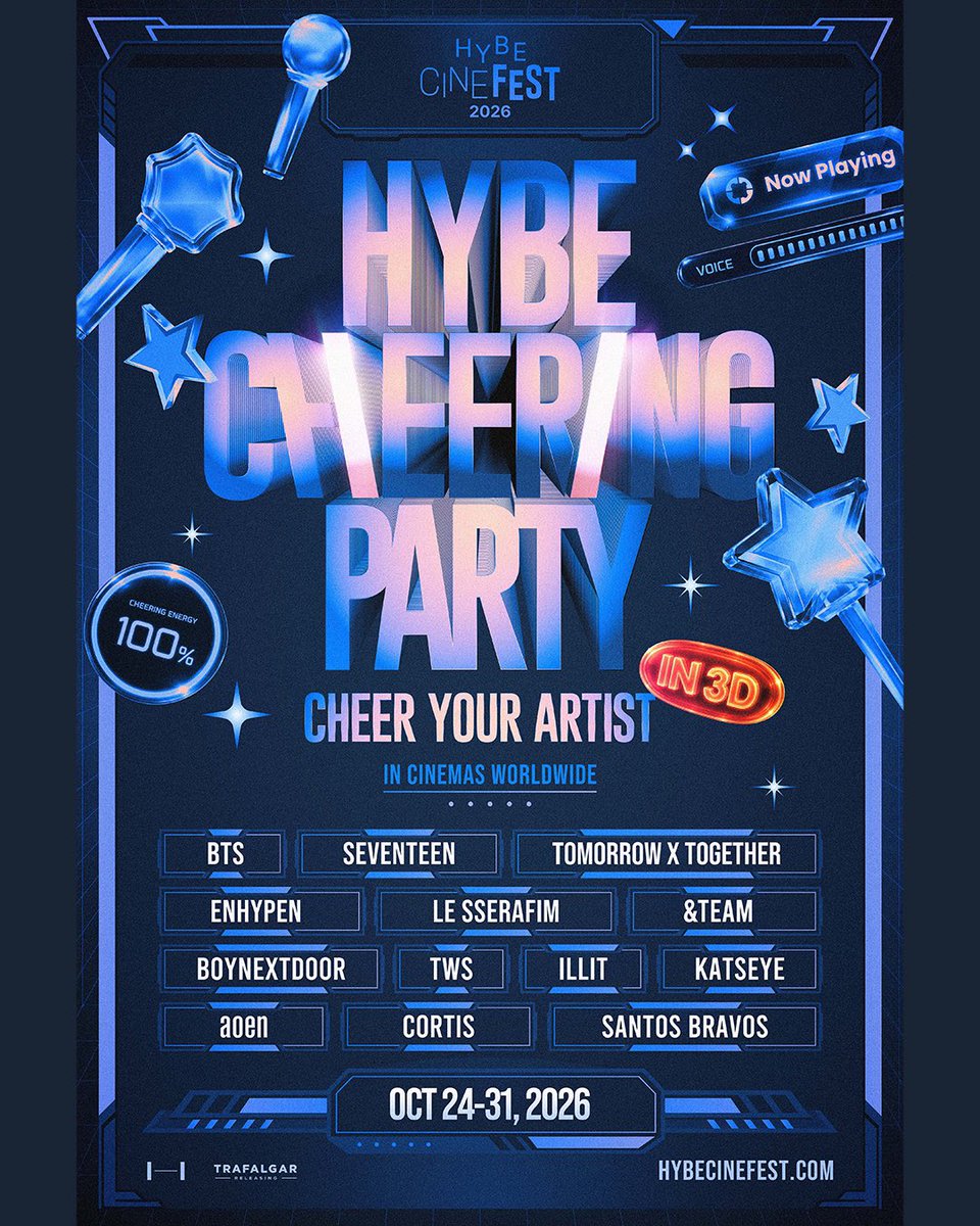 CGV_ID's tweet photo. YEAY! Coba spill kamu nonton yang mana? Yuk amanain tiketnya sekarang!😍

 HYBE CINE FEST 2026 resmi hadir di CGV selama seminggu penuh, menampilkan BTS, SEVENTEEN, TOMORROW X TOGETHER, ENHYPEN, LE SSERAFIM, &TEAM, BOYNEXTDOOR, TWS, ILLIT, KATSEYE, aoen, CORTIS, dan SANTOS BRAVOS!

BTS WORLD TOUR 'ARIRANG' IN BUENOS AIRES: LIVE VIEWING
📅 Minggu, 25 Oktober 2026
🕒 Showtime: 13:45 WIB & 17:30 WIB
🎟️ Mulai dari IDR 450K

BTS WORLD TOUR 'ARIRANG' IN SÃO PAULO: LIVE VIEWING
📅 Sabtu, 31 Oktober 2026
🕒 Showtime: 13:45 WIB & 17:30 WIB
🎟️ Mulai dari IDR 450K 

SEVENTEEN WORLD TOUR 'NEW_'
📅 24, 26–30 Oktober 2026
🎟️ IDR 100K

TXT WORLD TOUR 'ACT : TOMORROW'
📅 24, 26–30 Oktober 2026
🎟️ IDR 100K

ENHYPEN WORLD TOUR 'BLOOD SAGA'
📅 24, 26–30 Oktober 2026
🎟️ IDR 100K

HYBE CHEERING PARTY (2D & 3D)
📅 24–31 Oktober 2026
🎟️ IDR 100K

Lokasi tayang CGV:
1. Transmart Solo
2. Paris Van Java
3. Teras Kota
4. Aeon Mall JGC
5. Transmart Pekanbaru
6. Panakkukang Square
7. Vivo Sentul
8. Plaza Mulia
9. Grage City Mall
10. Central Park
11. Bekasi Cyber Park
12. Malang City Point
13. BG Junction
14. Pakuwon Mall Jogja
15. Depok Mall
16. Social Market
17. 23 Paskal Shopping Center
18. Grand Batam Mall
19. Grand Indonesia

Semua tiket bisa kamu beli sekarang! Amankan tiketmu melalui website dan aplikasi CGV!

#HYBECINEFEST2026 #HYBE #SemuaSerudiCGV