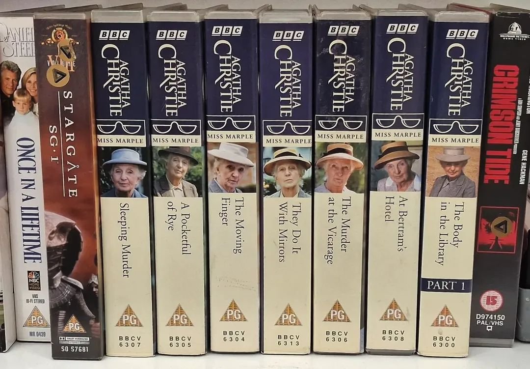 WhosThatGav's tweet photo. I didn't buy them. #MissMarple #BBCvideo #VHS #charityshop https://t.co/N5cnBVguXc