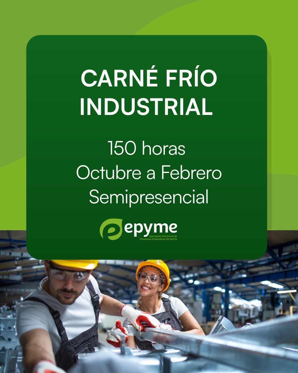 Epymesevilla's tweet photo. Formaciones conducentes a certificaciones profesionales

⚡ Curso Electricidad de Baja Tensión – Categoría IBTB

📩 Más info:
https://t.co/kbCrFMgXY1

❄️ Curso de Frío Industrial

📩 Más información:

https://t.co/R6NMqwmzB5

departamento.formacion@epyme.org

#EPYME https://t.co/Kta3hX7hVx