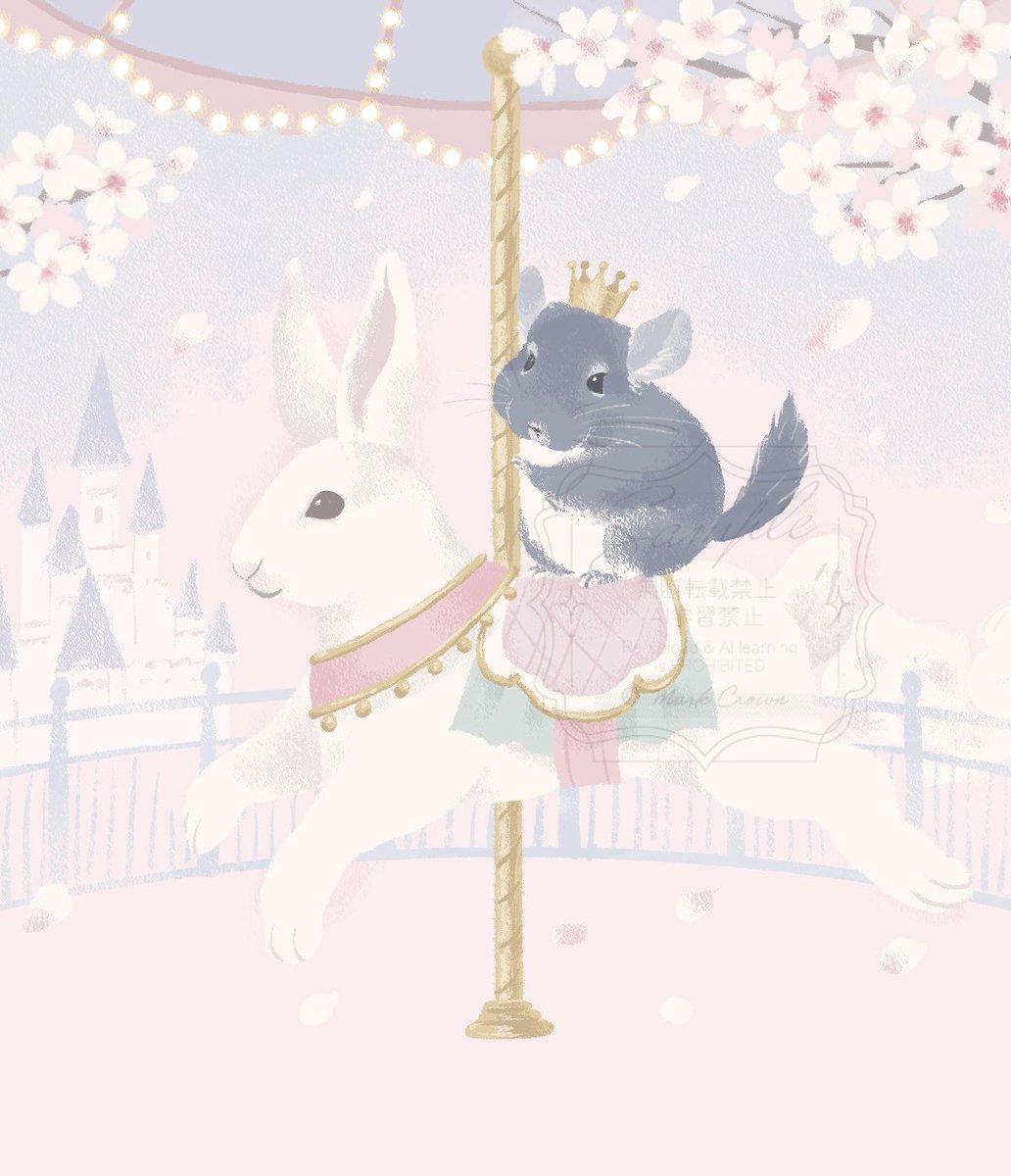 Chinchilla_Mark's tweet photo. 桜舞うメリーゴーランド🎠🌸

#チンチラ #イラスト https://t.co/jyIvOTFVRz
